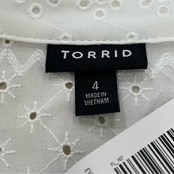 NWT Torrid Women's 4X (26) Plus Size Eyelet Button Up Long Sleeve White Cloud - Picture 7 of 15